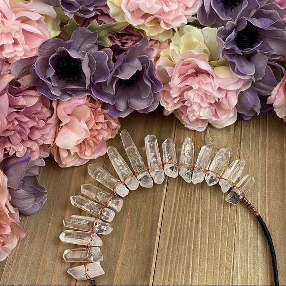Clear Raw Healing Quartz Headband Tiara - Picture 5 of 16